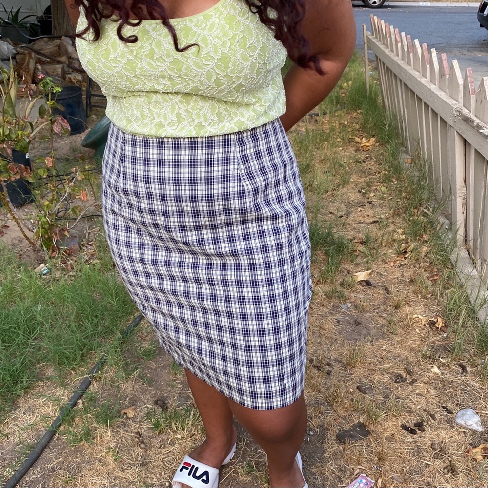 Christy Girl navy plaid skirt